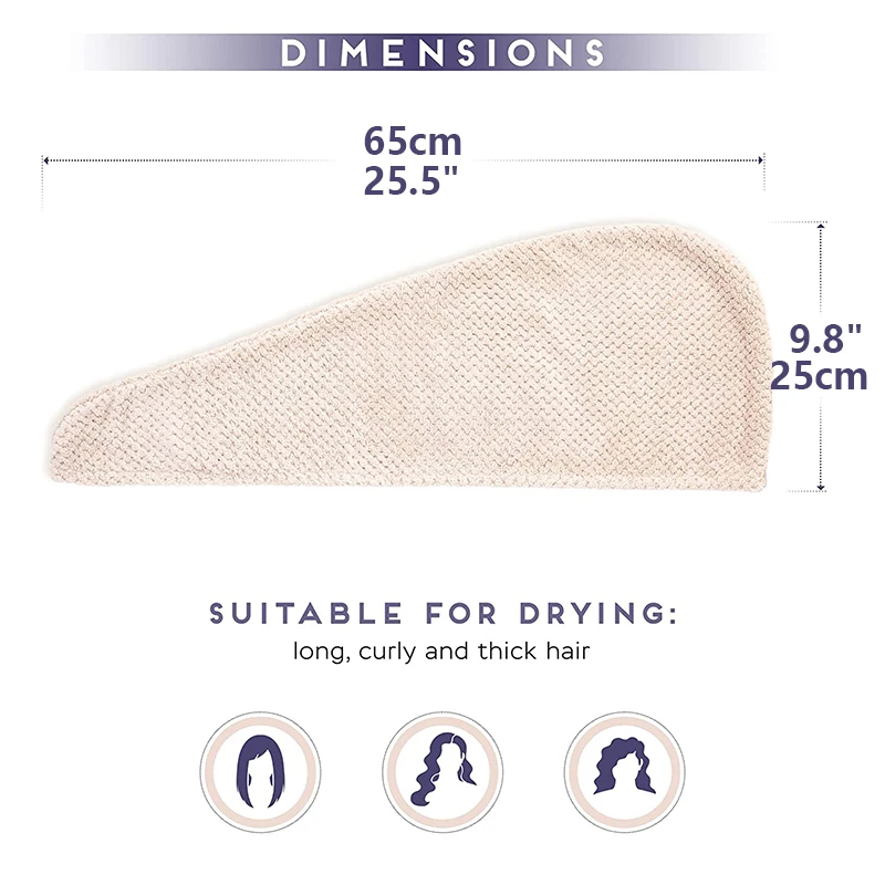 Serviette Turban Cheveux à Séchage Rapide
