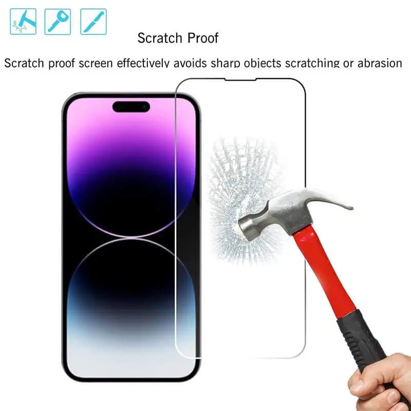 Tempered Glass for iPhone 14 Pro 15 16 17 13 12 11 pro max screen protector for iphone 15 pro mica for iphone 13 14 pro glass