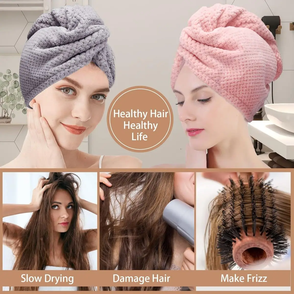 Serviette Turban Cheveux à Séchage Rapide
