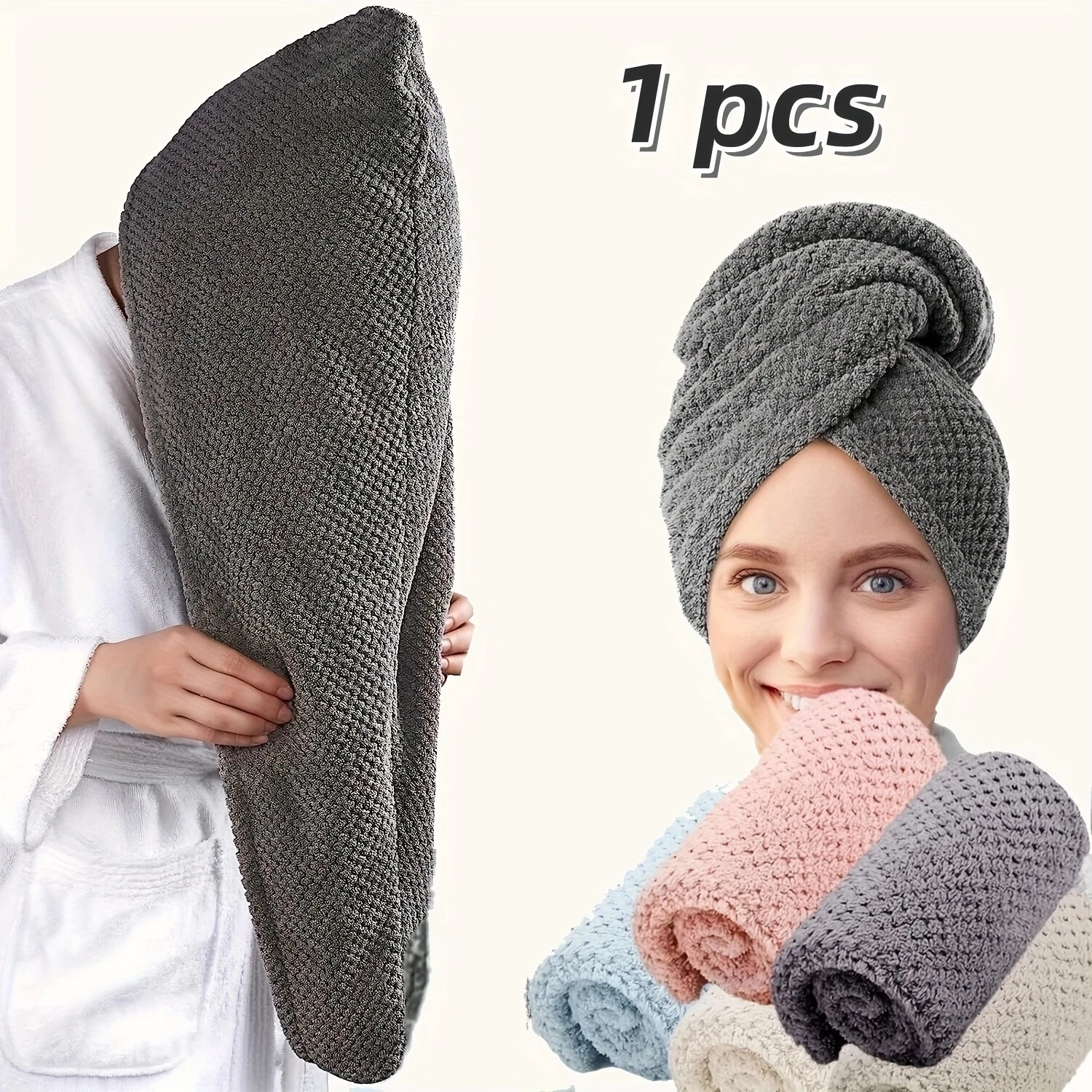 Serviette Turban Cheveux à Séchage Rapide