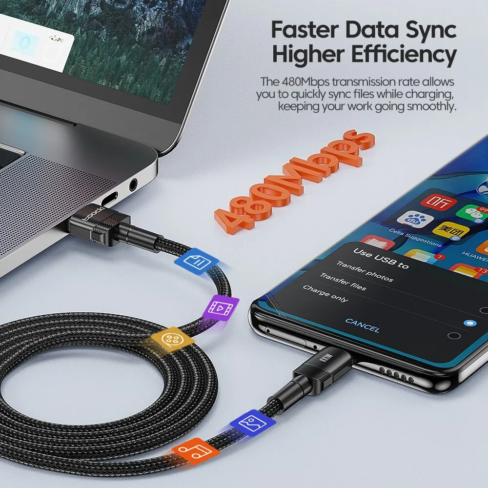 Toocki USB Type C Cable Fast Charging USB C Charger Cord For iPhone 15 14 13 12 11 Huawei P40 P30 Realme Oppo Oneplus Power Bank